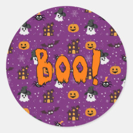 Sticker Rond Motif d'Halloween violet