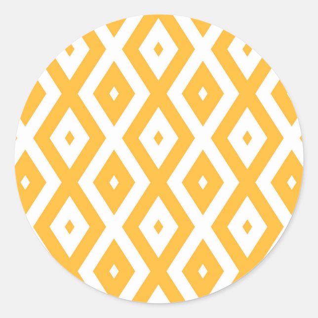 Sticker Rond Motif diamant jaune et blanc soleil (Devant)