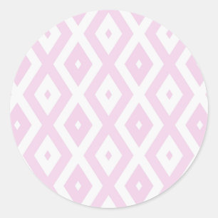 Sticker Rond Motif diamant rose pâle et blanc