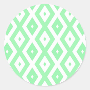 Sticker Rond Motif diamant vert et blanc