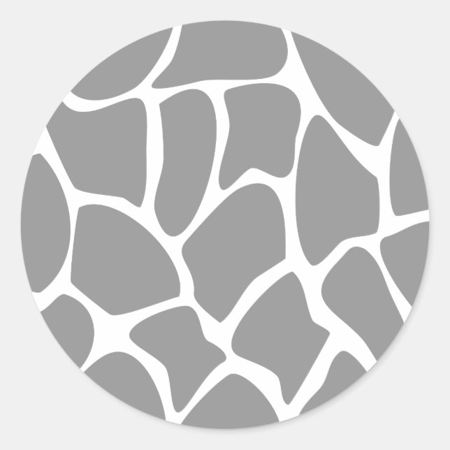 Sticker Rond Motif d'impression de girafe en gris. (Devant)