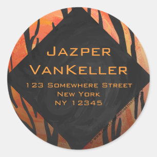 Sticker Rond Motif d'impression monogramme Tiger chaud orange e