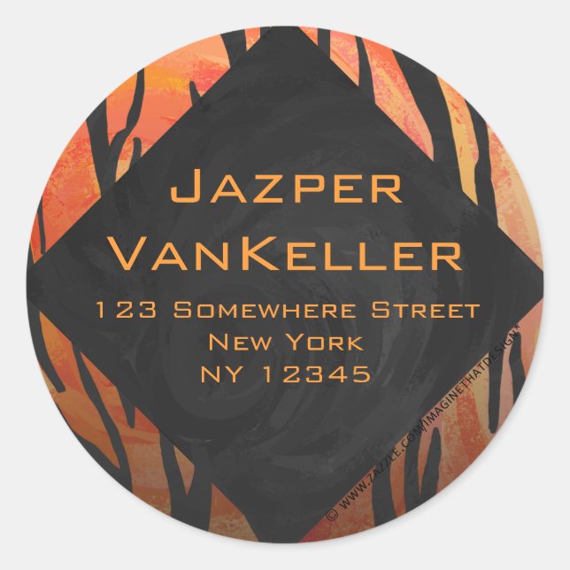 Sticker Rond Motif d'impression monogramme Tiger chaud orange e (Devant)