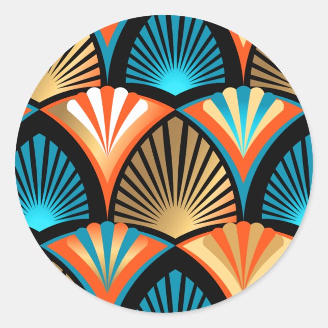 Sticker Rond Motif d'or feuille en palmier géométrique Art Déco (Devant)