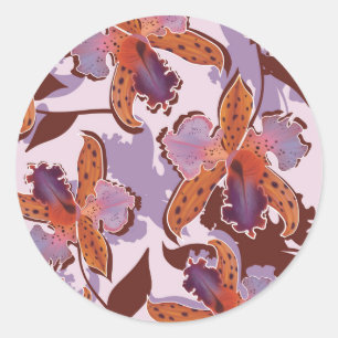 Sticker Rond Motif d'orchidées catalytiques