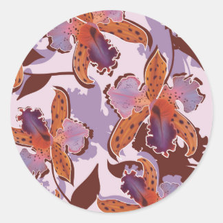 Sticker Rond Motif d'orchidées catalytiques