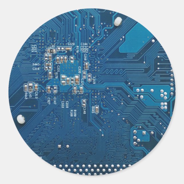 Sticker Rond motif d'ordinateur de carte de circuits électroniq (Devant)