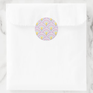 Sticker Rond Motif en coquille de couleur pastel