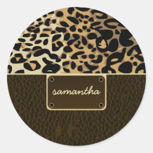 Sticker Rond Motif en cuir de léopard Monogram