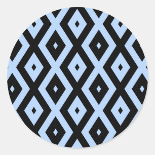 Sticker Rond Motif en diamant bleu pâle et noir
