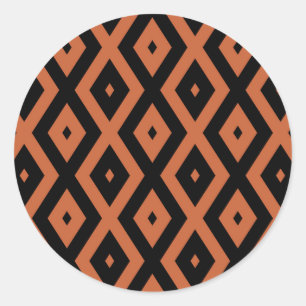 Sticker Rond Motif en diamant orange et noir