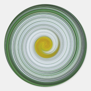 Sticker Rond Motif en spirale blanc, jaune, vert