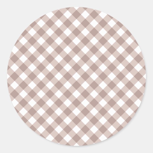 Sticker Rond Motif En vichy Brown (Devant)