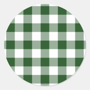 Sticker Rond Motif En vichy vert et blanc