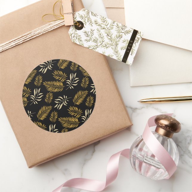 Sticker Rond Motif feuille 16 (Cadeaux)