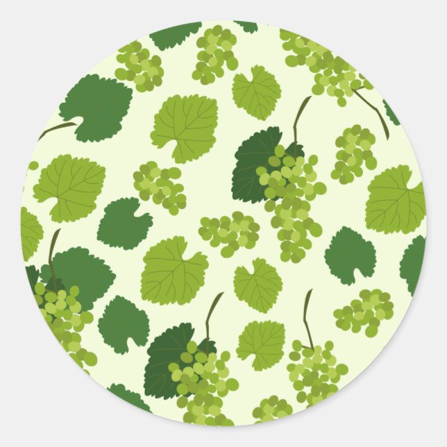 Sticker Rond Motif Feuille de raisins et de raisins (Devant)
