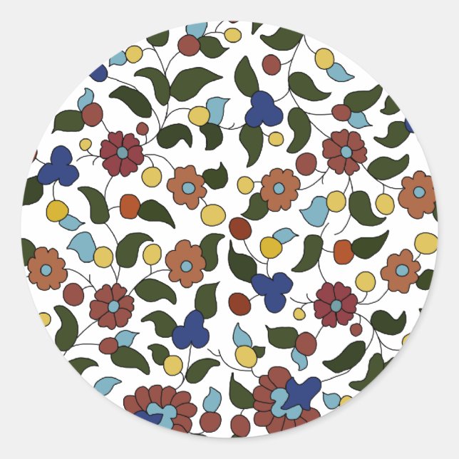 Sticker Rond Motif floral à petit imprimé arménien (Devant)