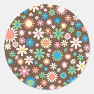 Sticker Rond Motif Floral Cute Daisy