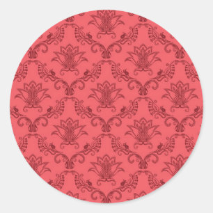 Sticker Rond Motif floral de damassé