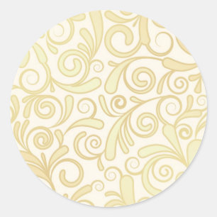 Sticker Rond Motif floral de feuille d'or