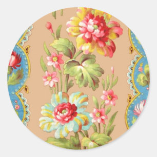 Sticker Rond Motif floral français vintage de textile
