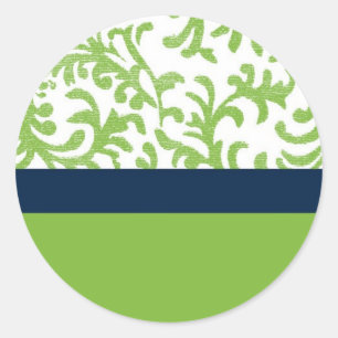 Sticker Rond Motif floral vert et bleu