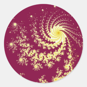 Sticker Rond Motif Fractal Mandelbrot Red Swirling