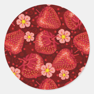 Sticker Rond Motif fraise 2 2
