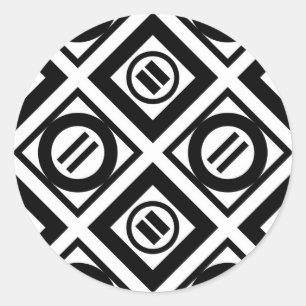 Sticker Rond Motif géométrique Black Equal Sign en blanc