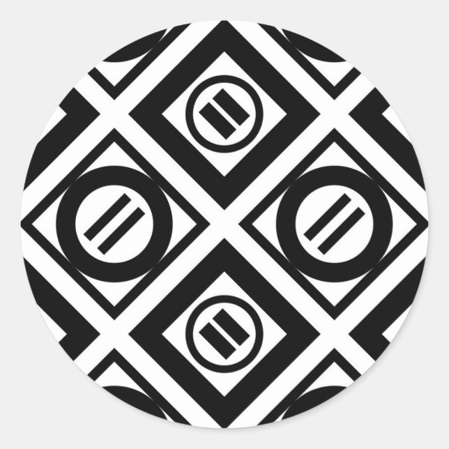 Sticker Rond Motif géométrique Black Equal Sign en blanc (Devant)