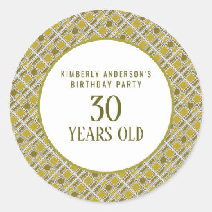 Sticker Rond Motif géométrique d'or, fête d'anniversaire modern