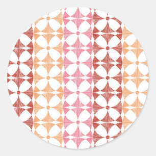 Sticker Rond Motif géométrique rouge rayures ikat