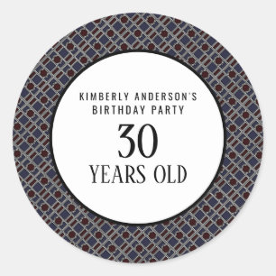 Sticker Rond Motif géométrique tendance, fête d'anniversaire mo