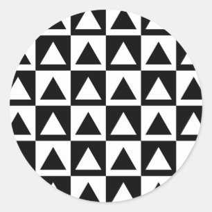 Sticker Rond Motif géométrique triangle noir et blanc
