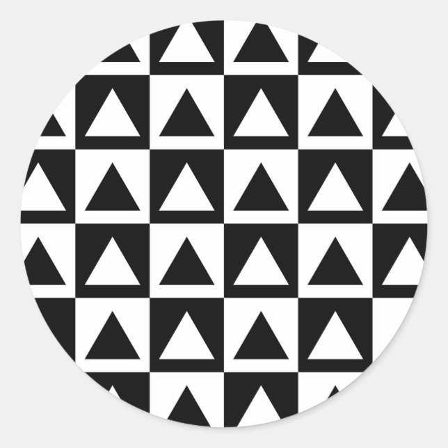 Sticker Rond Motif géométrique triangle noir et blanc (Devant)