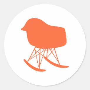 Sticker Rond Motif gris du milieu du siècle Silhouette