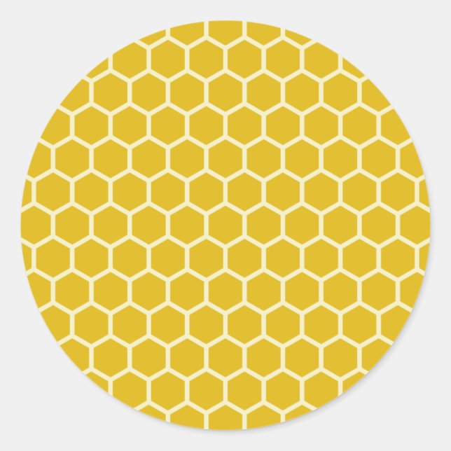 Sticker Rond Motif hexagonal de l'abeille jaune (Devant)