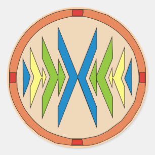 Sticker Rond Motif Indien native theme american