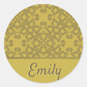 Sticker Rond Motif jaune moutarde personnalisé