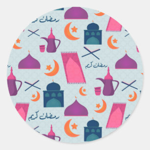 Sticker Rond Motif Joyeux Ramadan