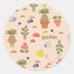 Sticker Rond Motif Mandragore Fleurs Magiques
