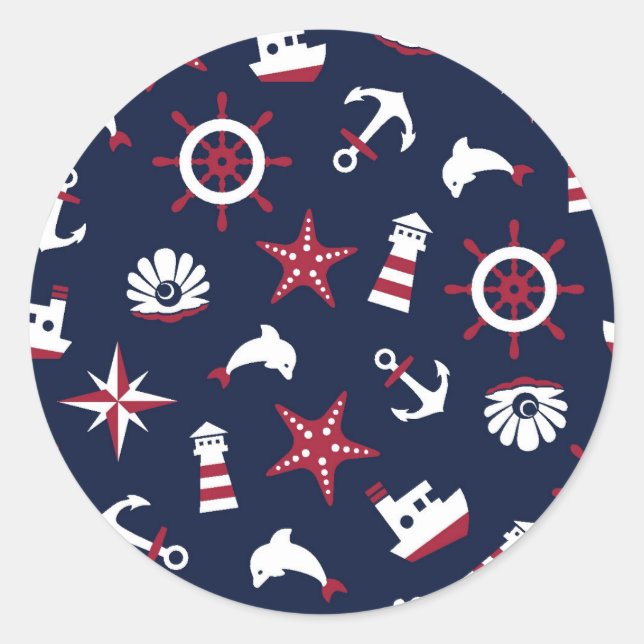 Sticker Rond Motif marin nautique (Devant)