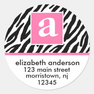 Sticker Rond Motif Monogramme et zèbre