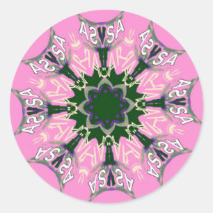Sticker Rond Motif Motif Monogramme noir et rose joli