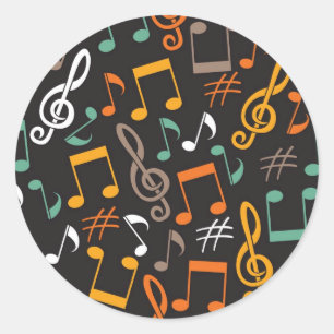Sticker Rond Motif musical