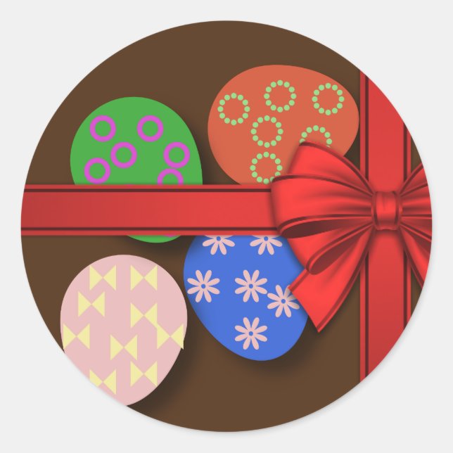Sticker Rond Motif Œufs de Pâques   (Devant)