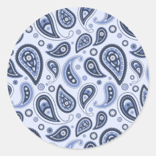 Sticker Rond Motif Paisley Bleu