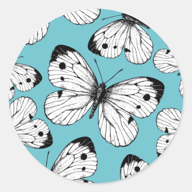Sticker Rond Motif papillon de choux (Devant)