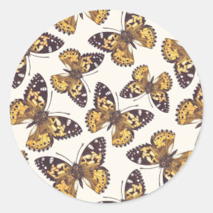 Sticker Rond Motif papillon de femme peinte