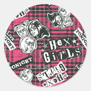 Sticker Rond Motif Plaid Des Filles Hex